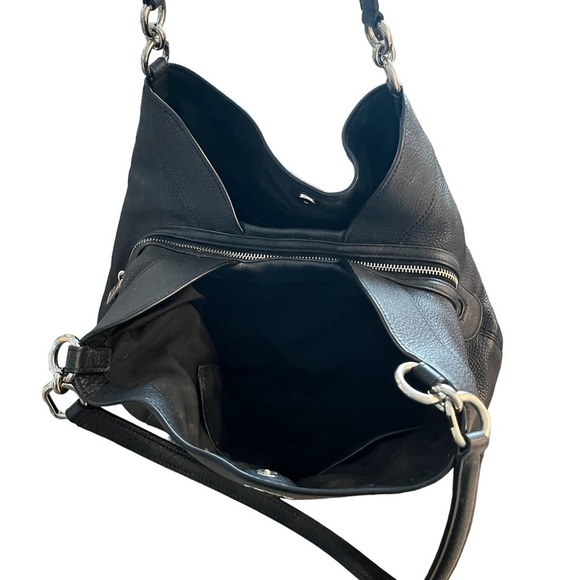 COACH BLACK PEBBLE LEATHER EDIE HANDBAG - Picture 6 of 14